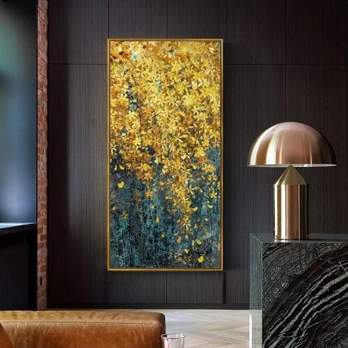 Golden Leaf Canvas Painting Modern Abstract Posters and Prints Cuadros Wall Art Picture for Living Room Home Decoration Unframed