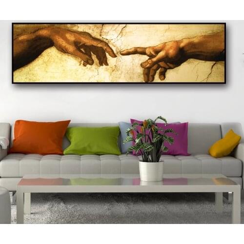 Canvas Painting Creation of Adam! Hand of god! Classical Religion 5 pieces Poster Living Room Home Decor Print Wall Art Pictures