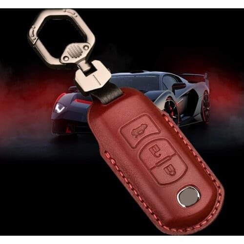 Leather Car Remote Key Case Cover for Mazda 2 3 5 6 8 Axela Atenza CX3 CX4 CX5 CX7 CX9 RX MX-5 2 3 Buttons Accessories