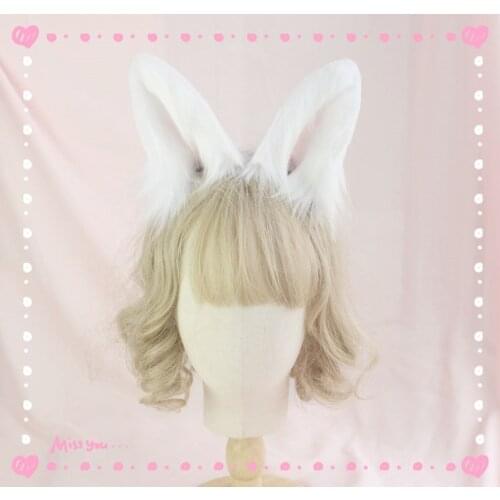Lolita Kemonomimi Handmade Simulation Animal Rabbit Ears KC Hairpin Cosplay Headwear Plush Beast Ear Hair Clip Cat Tail Props