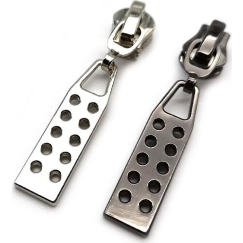 20pcs/lot 5# Metal Zipper Slider Tiny Holes Zipper Puller Black Color Silver Color Clothes Accessories