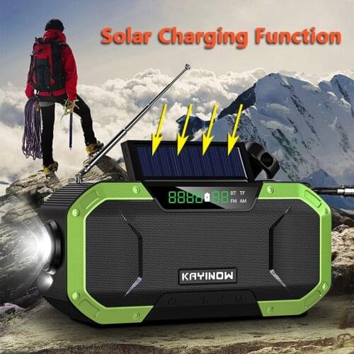 HiFi Music Center Wireless Bluetooth Speaker Emergency Solar charging Radio Flashlight Portable Column Subwoofer Power Bank TF