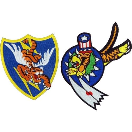 WW2 WWII US AIR FORCE FLYING TIGERS AVG BADGE Jacket Costume Sew Iron On Patch(2PCS)