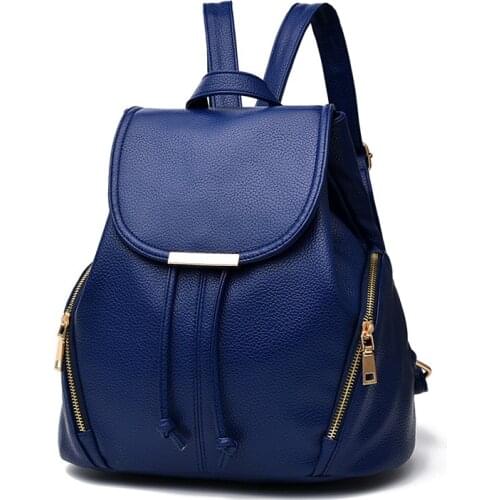 Backpack Solid Backpacks for Teenage Girls Backpack Women New Fashion Preppy Style Student Pu Leather