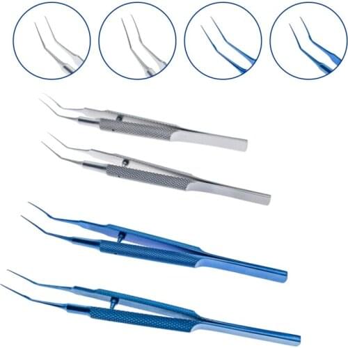 1PCS Capsulorhexis Tweezers Forceps Curved Angle Ophthalmic Surgical Instruments