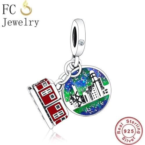 FC Jewelry 100% 925 Silver Red Peak Tram of HongKong Pendant Bead Fit Original Brand Charm Bracelet For Making Berloque 2020