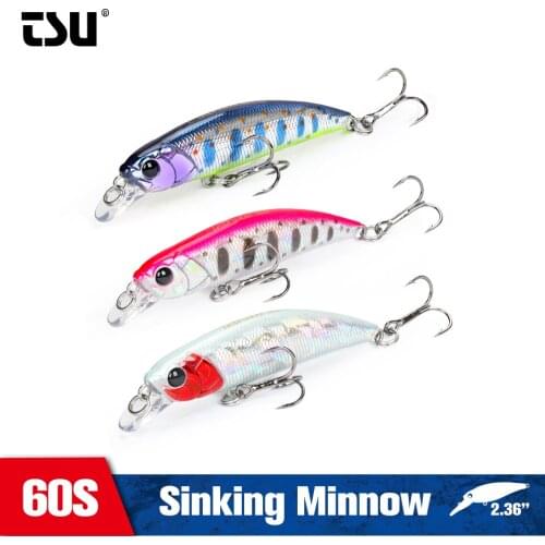 TSURINOYA 60mm 6.5g Sinking Minnow INTRUDER 60S Artificial Fishing Lure Trout Pike Wobbler Stream River Hard Baits Bass Jerkbait