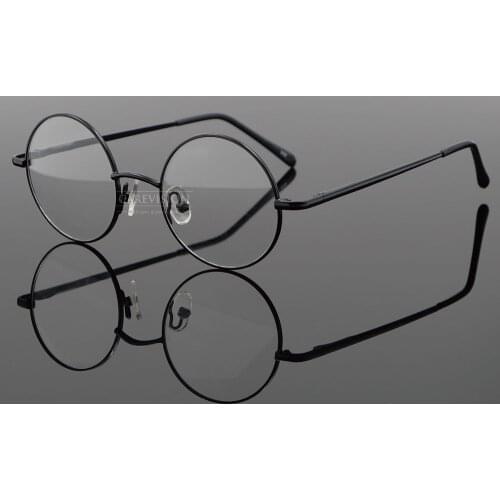 Vintage Round Black Small Spring Hinges John Lennon Metal Eyeglass Frames Full Rim myopia Glasses -125 -250 -300