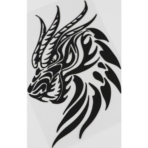 Fun Dragon Head Mythical Graphics Vinyl Car Sticker Waterproof Car Window Body Decorative Stickers Accessories Black /Silver