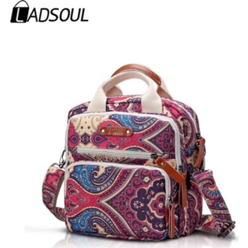 LADSOUL Mummy bag Women Fashion Handbag Canvas High Capacity Multi-function Outdoor Travel CD5579/h