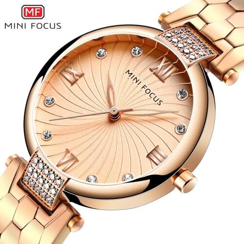 MINI FOCUS Fashion Ladies Wrist Watch For Women Reloj Mujer Montre Femme Relogio Feminino Brand Luxury Rose Gold Stainless Steel