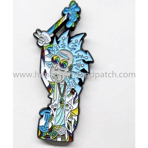 Customized Zinc alloy black metal rick pin badge