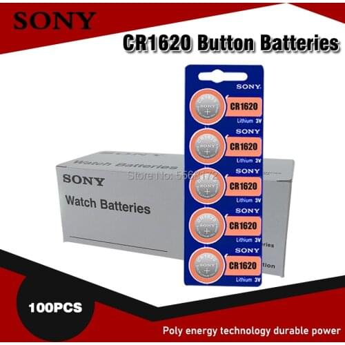 100PCS SONY Original CR1620 Button Cell Battery 3V Lithium Batteries CR 1620 for Watch Remote Toy Computer Calculator Control