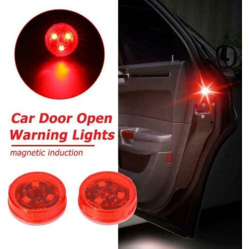 2Pcs Side Door Signal Strobe Light Wireless Red LED Car Opening Door Warning Light Door Lamp for Camper Truck Trailer Motorhome