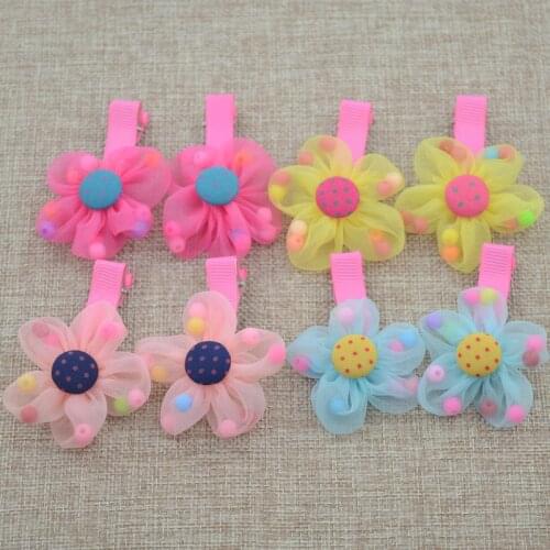2PCS/lot Hot Sale Children New Hair Clips Cute Flowers Safety Barrettes BB Clip Little Girls Gifts Kids Hair Accessories