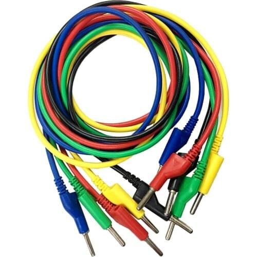 5Pcs Banana Plug 4mm Electrical Test Leads Cable, 5 Colors, 100cm Length
