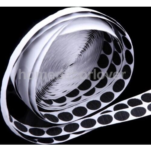 500pcs 20mm Dots Self Adhesive Black Coins Hook and Loop Sticky Stick-On