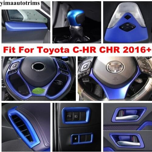 Blue ABS Accessories Fit For Toyota C-HR CHR 2016 - 2021 Front Triangle Pillar A Decor / Gear Shift Knob Head Handle Cover Trim