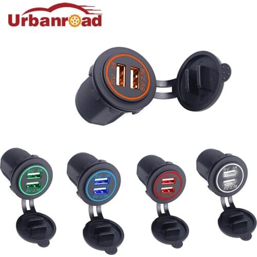Motorcycle usb waterproof DC 12V dual usb car charger adapter socket Adapter 5v 2.1a 1a Boat Auto For Iphone Huawei Xiaomi