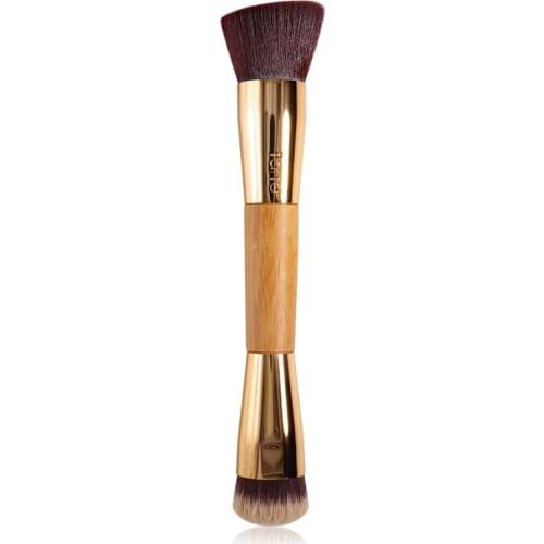 Bamboo Double end Makeup Brush Angled Contour Brush Precision BB Cream Liquid Foundation Make up Brushes Gold