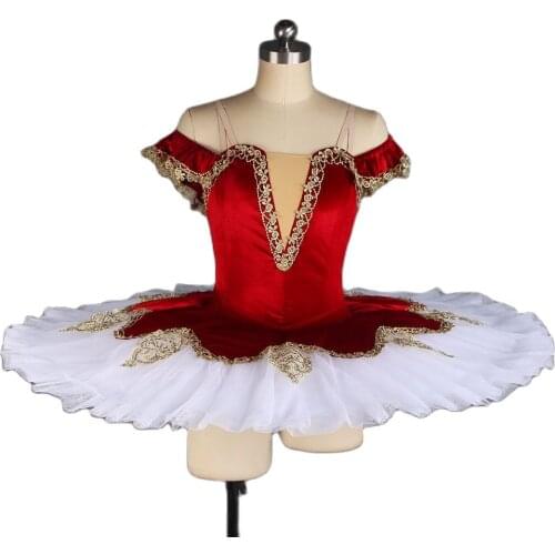 All For Dance Dark Purple Velvet Bodice With Gold Trim Pre-professional Ballet Pancaked Dance Costume Ballerina Dance Tutu