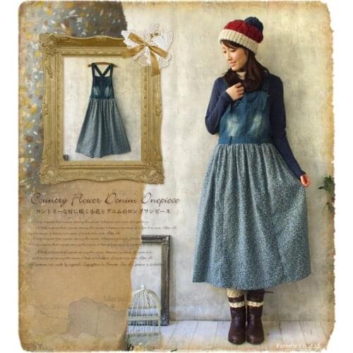 Denim Suspenders Vintage Ropa Bohemian Vestiti Renda Vestidos De Renda Tunique Suede Crochet Patchwork Jurk Autumn Winter Dress