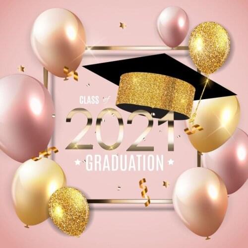 School Class 2021 Graduation Party Decoration Backdrops Photography Bachelor Cap Pink Balloon Brithday Party Background Photo