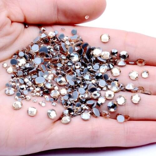 Hotfix Gold Champagne SS3-SS30 And Mixed Sizes Hotfix Glass Rhinestones F Clothes Shoes Nail Art Decorations
