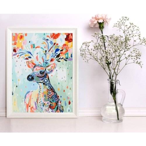 Oil Painting By Numbers "Deer" Drawing on Canvas HandPainted Art Gift DIY Picture By Number Kits Wall Decor