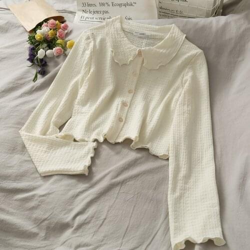 Sweet Shirts Women Peter Pan Collar Korean Style Trendy Fashion Woman Casual Blouse Long Sleeve Womens Tops and Blouses