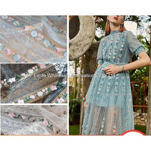 Multi-Color Lace Embroidery fabric,patchwork textile Fabrics,fabric for dress,sewing material