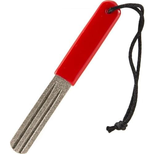 Reusable Red Diamond Hook Grinding File with Double-Sided Single Groove Fishing Tool