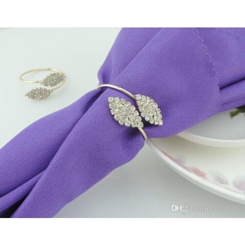 Fashion Futaba Grass Crystal Rhinestone Napkin Rings Metal Tablecloth Ring For Wedding Banquet Table Decoration Free Shipping