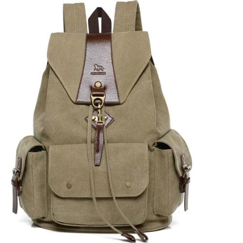 Retro Mens Outdoor Canvas Travel Backpack Female Fashion Personality Backpack Large Capacity Business Travel Computer Backpack
