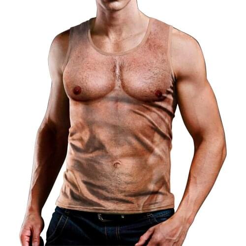 Mans Vest muscle Printed Sleeveless U Neck Casual Fitness Cosplay Tank S-2XL 2Color B116-010