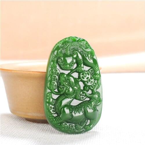 Natural Green Jade Money Pixiu Pendant Chinese Necklace Hand-Carved Charm Jewelry Fashion Amulet Accessories for Men Women Gifts