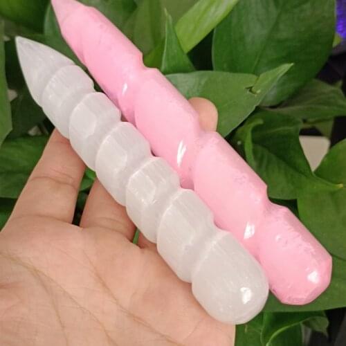 Natural white crystal wand Personality pink AURA massage stick Gemstone beauty bar Yoni Healing for women gift