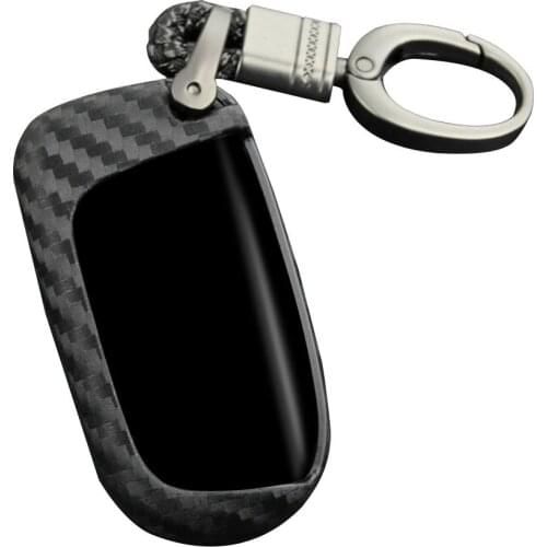New 2019 Car Key Cover Case For Jeep Dodge Chrysler Carbon Fiber Key Fob Chain Accessories Cover Case Ring
