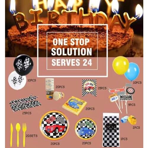 New Design Car Theme Party Supplies Disposable Tableware Cup Plate Napkin Straw Balloon Happy Birthday Kid’s Favorite Decoration