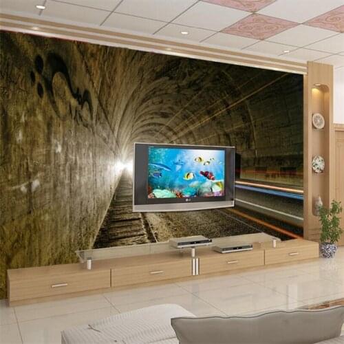 Beibehang Custom Wallpaper 3d Stereo Vision Wallpaper Landscape Tunnel Road Background Wall Painting Decoration
