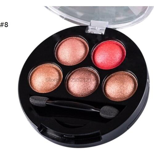 By DHL 100pcs 5Colors/pcs Eye Shadow Makeup Palette Powder Smoky Eyes Metal Shimmer Nude EyeShadow Cosmetics Brush & Mirror