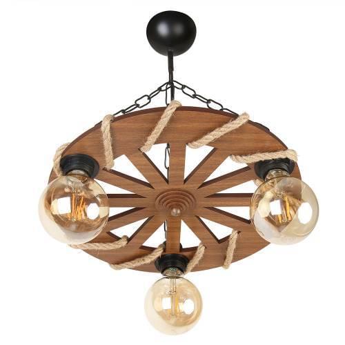 Wooden Chandelier Ceiling Lamp-3 Bulbs Decorative Wooden Chandelier-Handmade First Quality Wood,Decorative,Authentic Chandelier