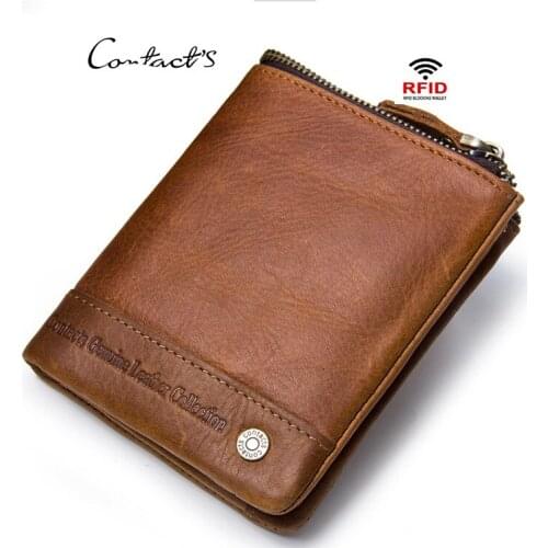 Mens Purse Leather Retro Crazy Leather Mens Wallet RFID Anti-theft Brush Multifunctional Mens Bag