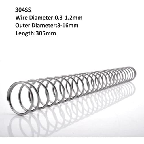 1Pcs Length 305mm 304 Stainless Steel Compression Springs Y-shaped Spring Wire Diameter 0.3/0.4/0.5/0.6/0.7/0.8/1/1.2mm OD3-16mm