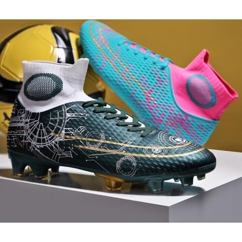 R.Xjian brand mens and womens football shoes high-top TF/FG football shoes childrens football shoes socks non-slip shoes