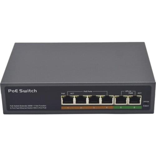 Poe Switch Network PSE604EX V2.0 Standard 48V 4+2 Port Smart Poe Switch POE Camera Poe Switch Network for Cctv(US Plug)