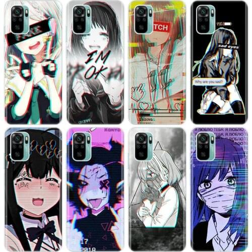 Sad Anime Aesthetic Senpai Silicone Phone Case for Xiaomi Redmi Note 10 9 Pro Max 10S 9S 8T 8 8A 9 9A 9C NFC 9T 7 Soft Cover