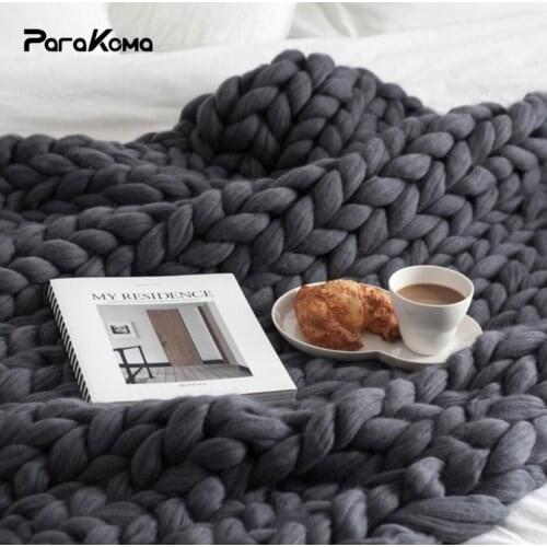 Hand Chunky Knitted Weighted Blanket Thick Yarn Throw Blankets for Sleep Couch Blankets for Beds Winter Home Decor haikyuu plush