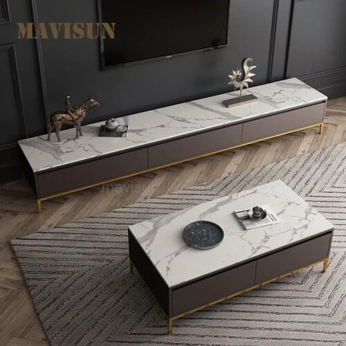 High-Quality White Living Room Storage Coffee Table Minimalist Marble Tv Cabinet With 3 Drawers Luxury Fashion Furniture For Tv