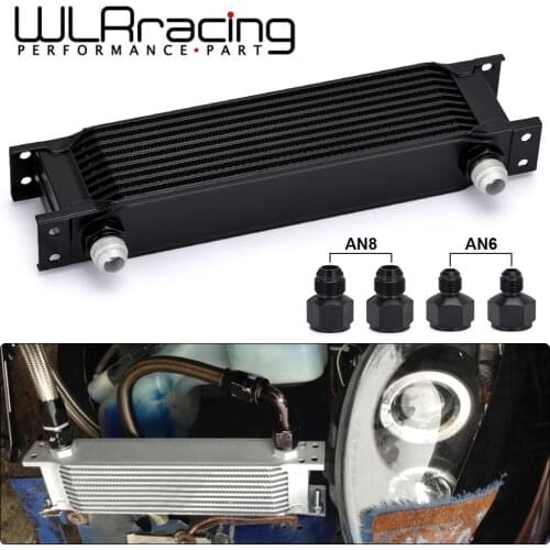 WLR RACING - New Style Aluminum Universal 10 Rows Engine transmission AN10 Oil Cooler Black WLR7010-2BK